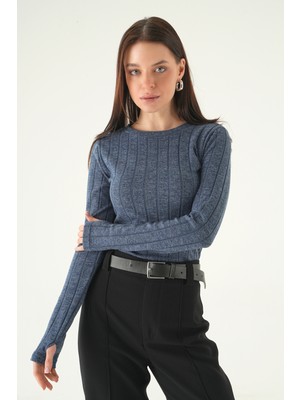 Rays İndigo Bisiklet Yaka Bluz 8268A