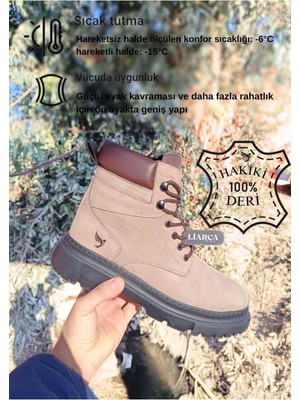 Liarca Hakiki  Deri Garantili Süper Hafif Soğuk Geçirmez Kaymaz Eva Alt ve Rahat Iç Taban Kışlık Erkek Bot