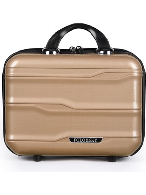 Polo&sky Azra Model Gold Renk Pp Poliproilen Kırılmaz Makyaj Çantası El Valizi