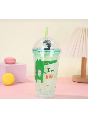 Nasyonel Toys Dinozor Figürlü Pipetli Bardak – Kapaklı Soğuk Içecek Bardağı