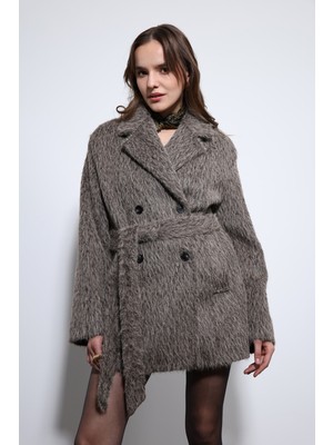 Antioch Kahve Kısa Suni Kürklü Kaban