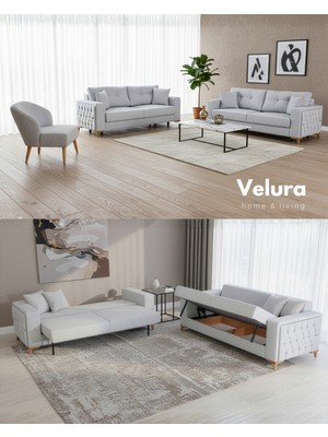 Nola Koltuk Takımı 3+3+1 & Bazalı Yataklı Koltuk & Kanepe - Keten