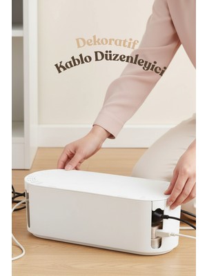 Myend Kablo Düzenleyici, Kablo Gizleme Kutusu, Çoklu Priz Kutusu, Kablo Organizers Beyaz