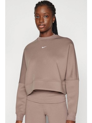 Nike Dri Fit Oversize Crew Neck Crop Sweatshirt Kadın Oversize Crop Sweatshirt Bej