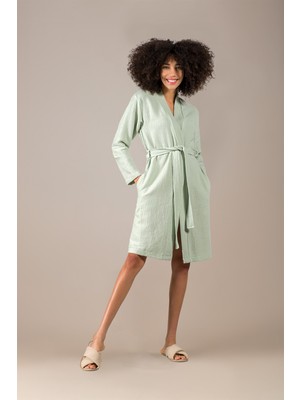 Barine Waffle Gofre Dokulu Pike Bornoz Mint Yeşili