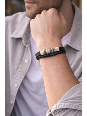 Herşey Nota Prisma Urban – Renk Detaylı Hakiki Deri Erkek BILEKLIK-1375