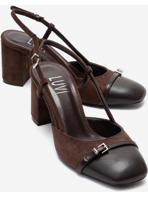 Luvi Desıa Kahverengi Süet Kadın Kalın Topuklu Ayakkabı