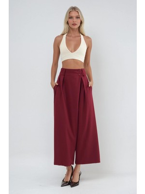 Lijuri Pileli Yüksek Bel Wide Leg Pantolon   0121