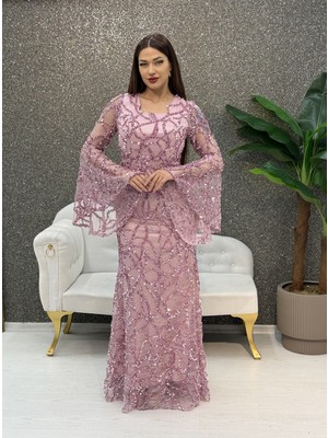 E&A Eren Abiye Uzun Kollu Balık Elbıse