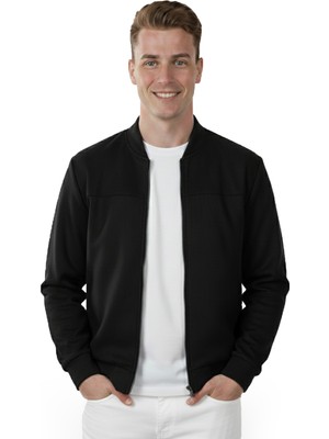 Rizzup Erkek Siyah Dar Kesim Likralı Fermuarlı Süet Ceket – Mevsimlik Ince Premium Mont 2504334