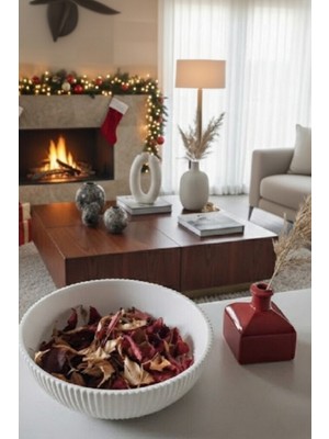 Safir Design El Yapımı Dekoratif Vazo ve Kase Seti - Kurutulmuş Pampas ve Kokulu Yaprak Hediyeli