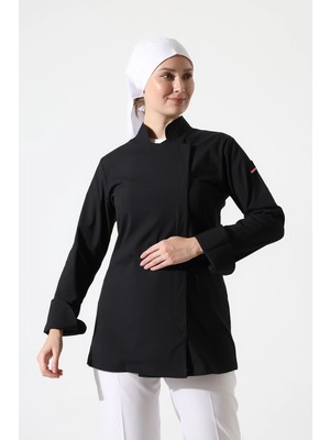 Bilenn Tekstil Kadın Likralı Aşçı Ceket - 6403 Siyah