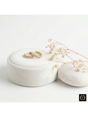 Stainless Steel 316L Çelik Gold Renk Çift Sıra Taşlı Halka Küpe