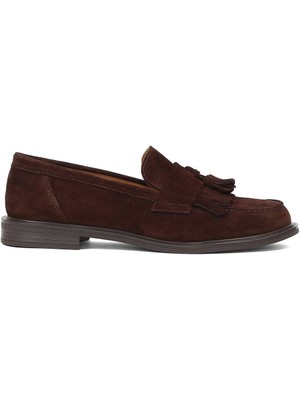 Celal Gültekin Kadın Kahverengi Püsküllü Süet Deri Loafer