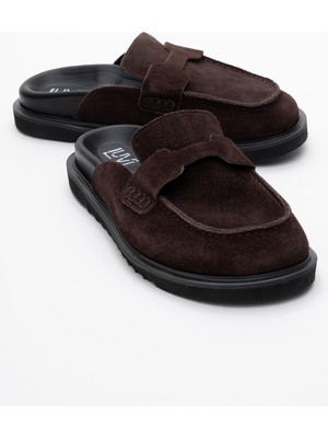 Luvi Brısa Kahverengi Süet Hakiki Deri Kadın Terlik