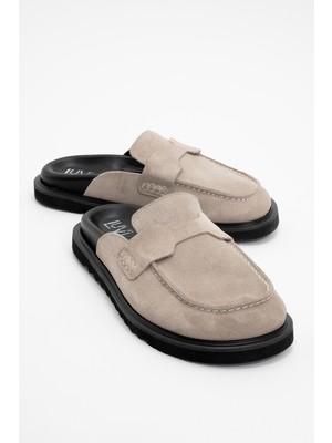 Luvi Brısa Bej Süet Hakiki Deri Kadın Terlik