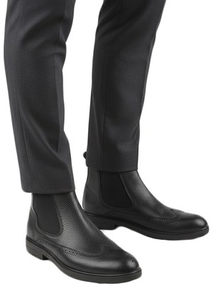 Rizzup Erkek Siyah Orijinal Deri Kürklü Bot – Ortopedik & Kaymaz Taban 2509986