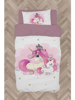 Mekta Home  Yıldızlı Unicorn Desenli Nevresim Takımı
