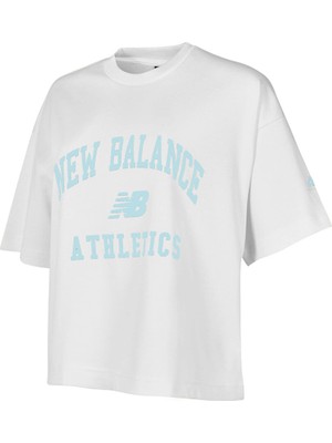 Nb New Balance WNT1402 Beyaz/mavi Kadın Tişört