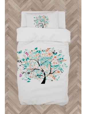 Mekta Home  Kelebekli Ağaç Desenli Nevresim Takımı