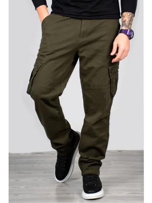 Rizzup Haki Geniş Kesim Gabardin Kargo Pantolon – Likralı Outdoor Stil Çok Cepli Erkek Pantolon 1705421
