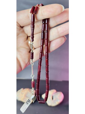 Sıkma Çubuk Kehribar (Kehribarkolik) Gümüş Püsküllü 5,5*11MM. 11GR. + 1gr. Gümüş