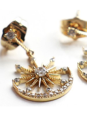 Sonche Kar Desenli Taşlı Küpe 8010