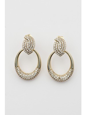 Sonche Hasır Taşlı Küpe 9090