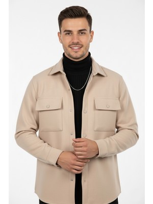 Rizzup Erkek Krem Premium Kaşe Ceket – Şık, Modern ve Sıcak Tutan Tasarım Ceket Mont 2500559