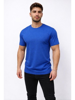 Axxel Erkek Gri Melanj Kısa Kollu Bisiklet Yaka T-SHIRT-D677