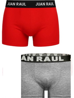 Rizzup Erkek Gri-Kırmızı Boxer Seti – Esnek, Rahat ve Nefes Alan Kumaş 2'li Boxer 2603121