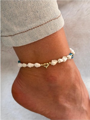 Hercy Kalpli Nazarlı Deniz Kabuğu Halhal | Deniz Kabuklu Halhal