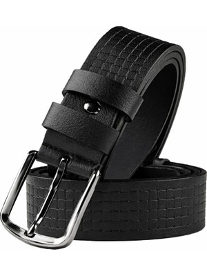 Rizzup Erkek Siyah Kare Desenli Hakiki Deri 4 cm Kemer – Spor Günlük Model Kemer 2402620
