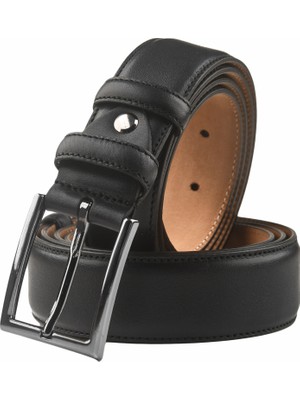 Rizzup Siyah Hakiki Deri Kemer – Klasik & Günlük Kullanım – 3,5 cm En - Kısaltılabilir Tasarım 2602664