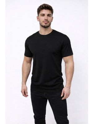Axxel Erkek Siyah Kısa Kollu Bisiklet Yaka T-SHIRT-D677