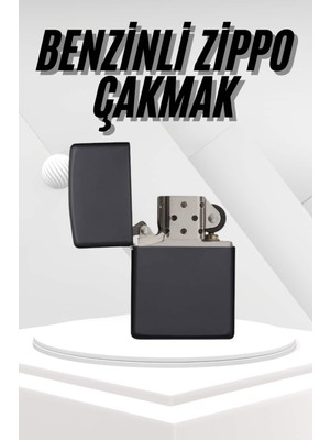 Renklime Hediyelik Zarif Zippo Model Siyah Benzinli Çakmak