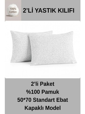 Renklime %100 Pamuk Yastık Kılıfı 50*70 ( 2 Adet)-Gri