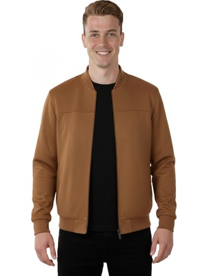 Rizzup Erkek Kahve Dar Kesim Likralı Fermuarlı Süet Ceket – Mevsimlik Ince Premium Mont 2504334