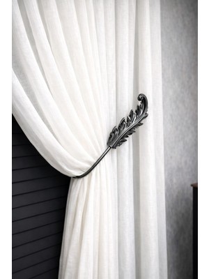 Yaprak Desenli Hayalet Kol Bağı (Duvar Delme Gerektirmeyen Tül ve Fon Bağı) Altın - Gold