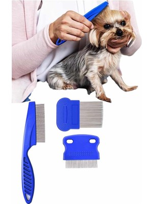 Renklime Evcil Hayvan Bit Tarağı Seti Paslanmaz Çelik Bıçaklı 4'lü Set