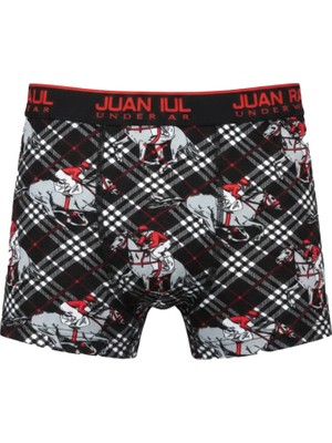 Rizzup Siyah Likralı Pamuklu Desenli Erkek Boxer – Slim Fit Konforlu Iç Giyim 2603135