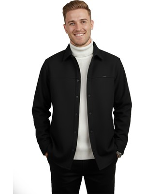 Rizzup Erkek Siyah Likralı Rahat Kalıp Cepsiz Kaşe Ceket – Çıt Çıtlı, Esnek Şık Model Ceket 2600760