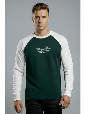 Rizzup Erkek Yeşil Fitilli Şardonlu Sweatshirt - Pamuklu, Likralı, Rahat Kalıp Sweatshirt 2601510