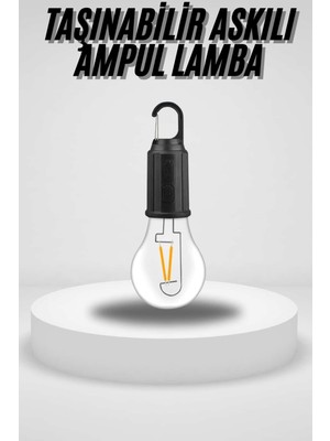 Renklime Taşınabilir Askılı Ampul Kamp Lambası Askılı Type-C Şarjlı Bahçe Lambası