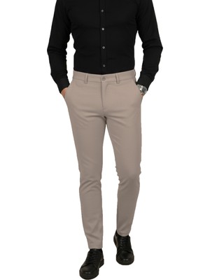 Rizzup Vizon Dar Kesim Beli Lastikli Çizgi Dokulu Likralı Erkek Pantolon – Şık & Konforlu Tasarım 2600700