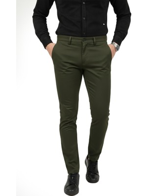 Rizzup Erkek Haki Modern Fit Likralı Kumaş Pantolon Günlük & Ofis Kullanımı 2602020
