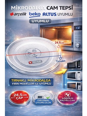 Arçelik Beko Altus Mikrodalga Fırın Cam Tabak Tepsi Çap 24,5cm 9178005222