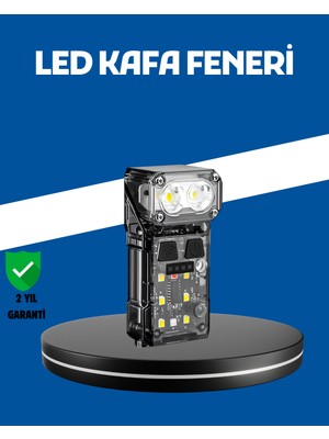 Renklime Şarjlı LED Kafa Lambası Manyetik Klipsli El Sensörlü Çok Fonksiyonlu