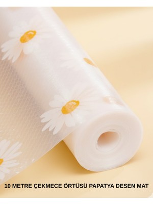 Renklime 10 Metre Papatya Desenli Kaymaz Dolap ve Çekmece Içi Mat