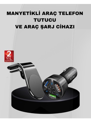 Renklime Araç Içi Telefon Tutucu + Quick Charge 3.0 Araç Şarj Cihazı Seti